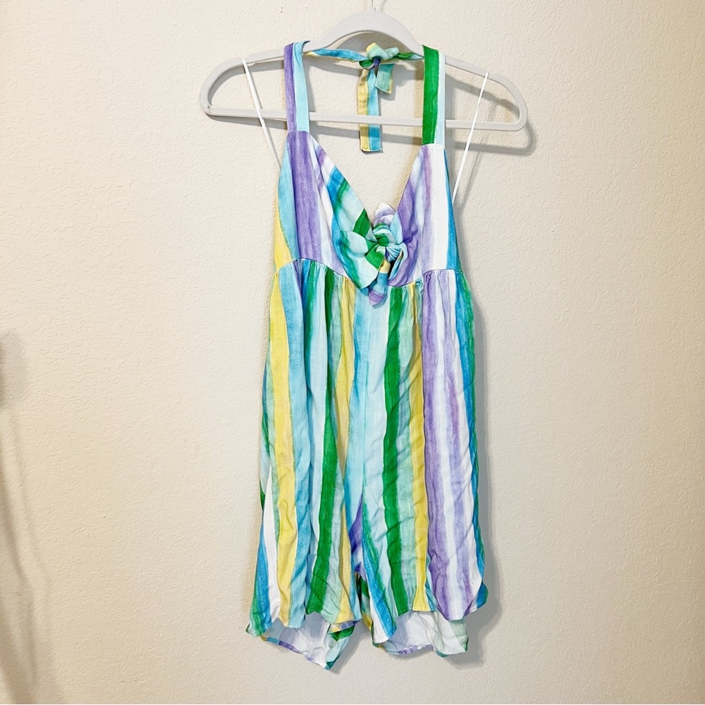 Zara Striped Halter Top Romper